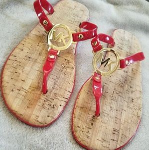 MICHAEL KORS RED JELLY FLIP FLOPS
